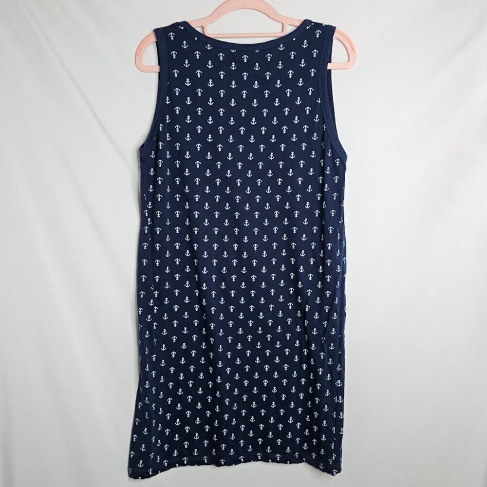 MASTRO BIANCO Tank Dress NAVY BLUE WHITE ANCHORS size M Coastal Beachy Nautical - Picture 5 of 5
